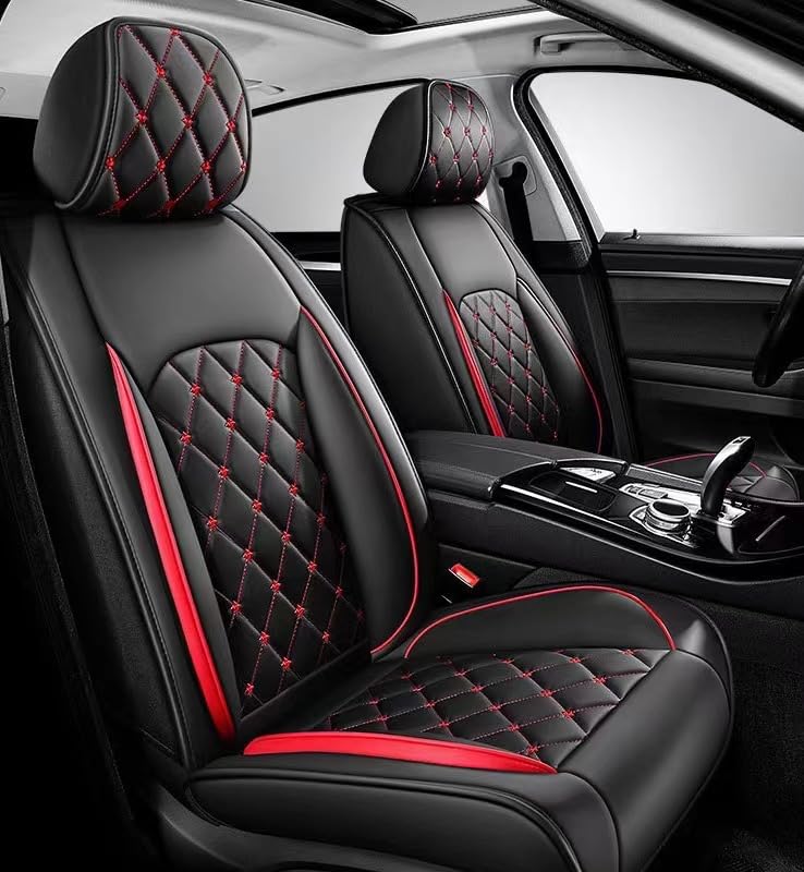 RCLON Coche Fundas Asientos para Toyota Yaris (XP150) 3.Gen 2013-2020, Cuero Funda Asiento Lujosa Duradera Cómodo Interior Accesorios,A/Front Seats-A/Black Red