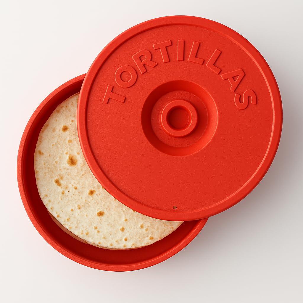 Tortilla Warmer - Tortillero Messicano per Mantenere Tortillas Messicane Calde - Fajitas - Burritos Messicano - Quesadillas - Tacos Messicani - 22 cm (Rosso)