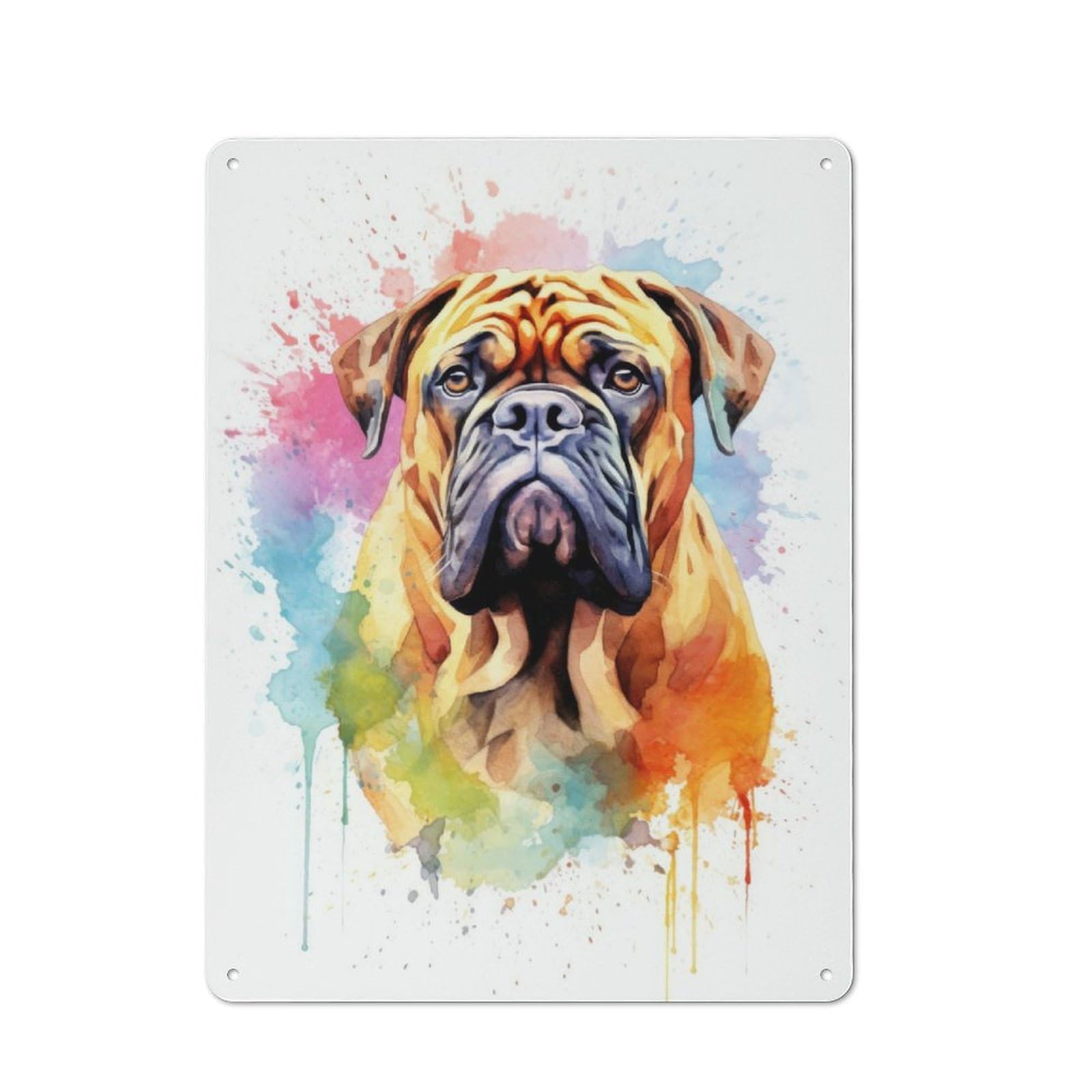 Junmoney Watercolor Bullmastiff Vintage-Inspired Tin Sign 40X30cm For Café Or Restaurant, For Cooler-Month Interiors With Vintage Character