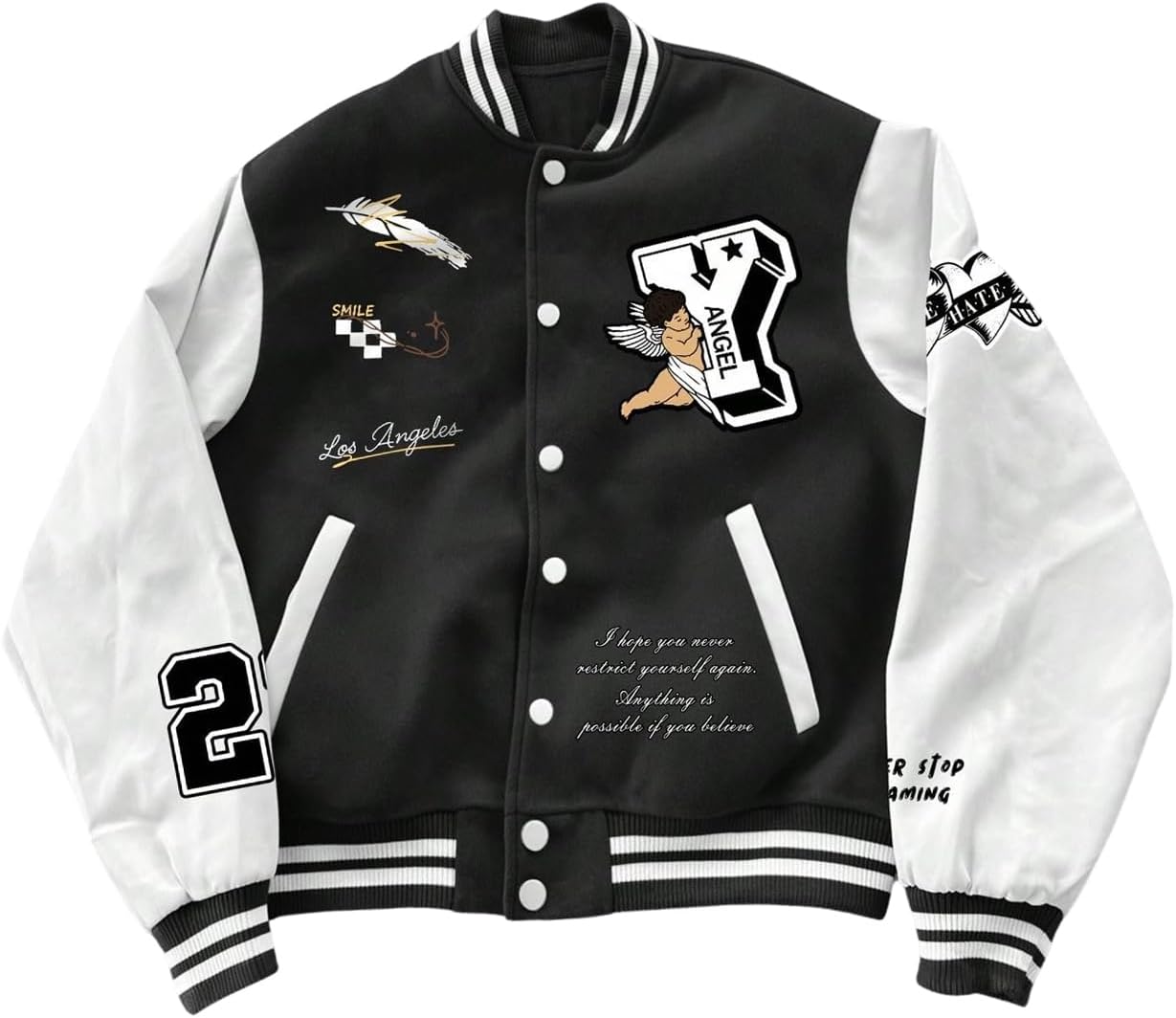 SOLY HUX Men's Varsity Jackets Streetwear Button Down Graphic Jacket Coat Preppy Clothes Hip Hop Outfits