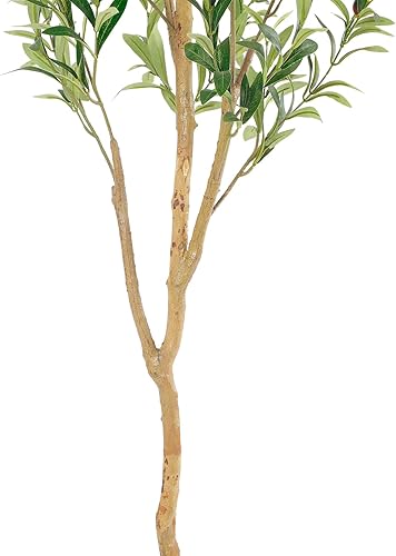Miniatura 3 de Árbol de olivo sintético de 5 pies, olivos artificiales para interiores con tronco de madera natural y hojas y frutas realistas. Olivo falso de 5