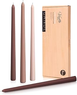 Viyffo Brown Taper Candles 4 Pack Unscented 12 Inch Tapered Candle Stick...