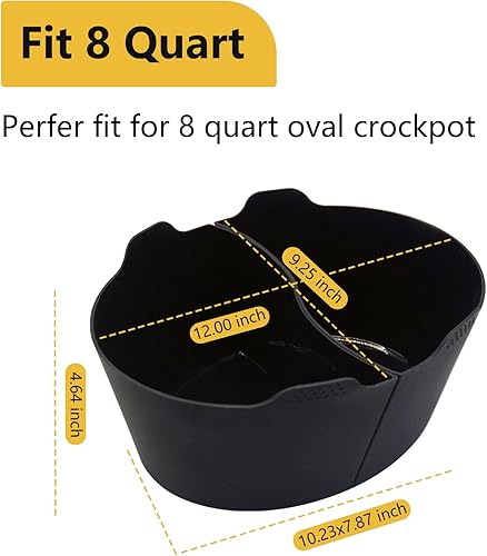 Miniatura 2 de Magikichen Revestimientos ovalados de silicona de 8 cuartos de galón, para revestimientos de ollas de barro, inserto divisor de olla de barro