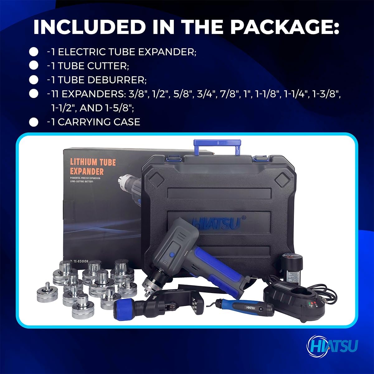 Hiatsu Cordless Tube Expander – Power Hydraulic Copper Pipe Expander Tool Kit for HVAC, Electric Swaging & Expanding Tubing up to 1-5/8", Professional HVAC Plumbing Line Set Expander