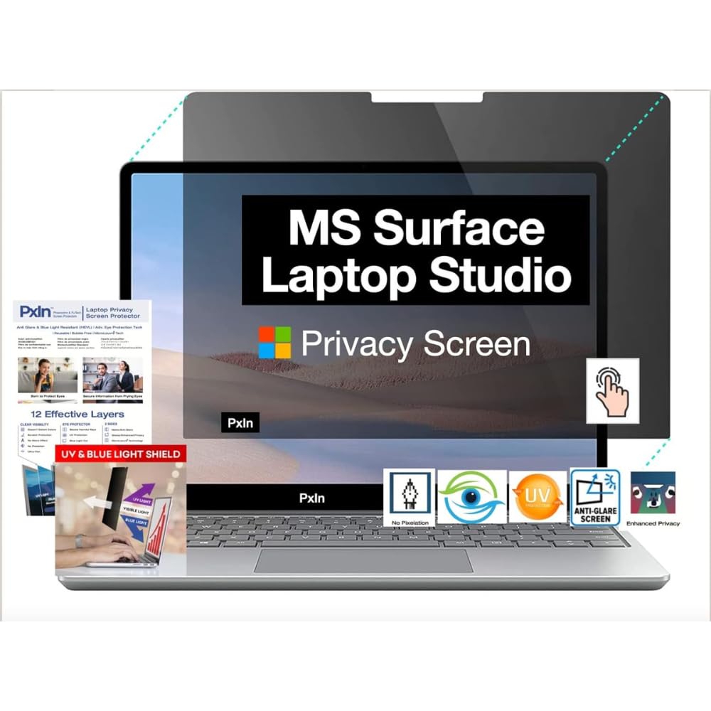 PxIn Microsoft Surface Laptop studio 14.4 Inches Privacy Screen Filter - NO Eye Strain | Anti-Blue Light + Anti-Glare | No Dry Eyes | Privacy Screen Protector | Touch Screen Enabled (B0CH9P7DNZ) Amazon Price History, Amazon Price Tracker