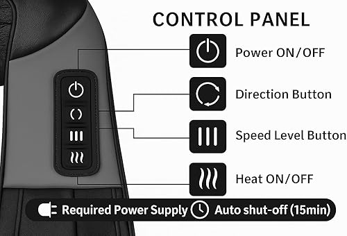 Miniatura 4 de Shiatsu - Masajeador de espalda y cuello con almohada eléctrica de masaje 4D de tejido profundo, calor calmante para aliviar el dolor muscular,