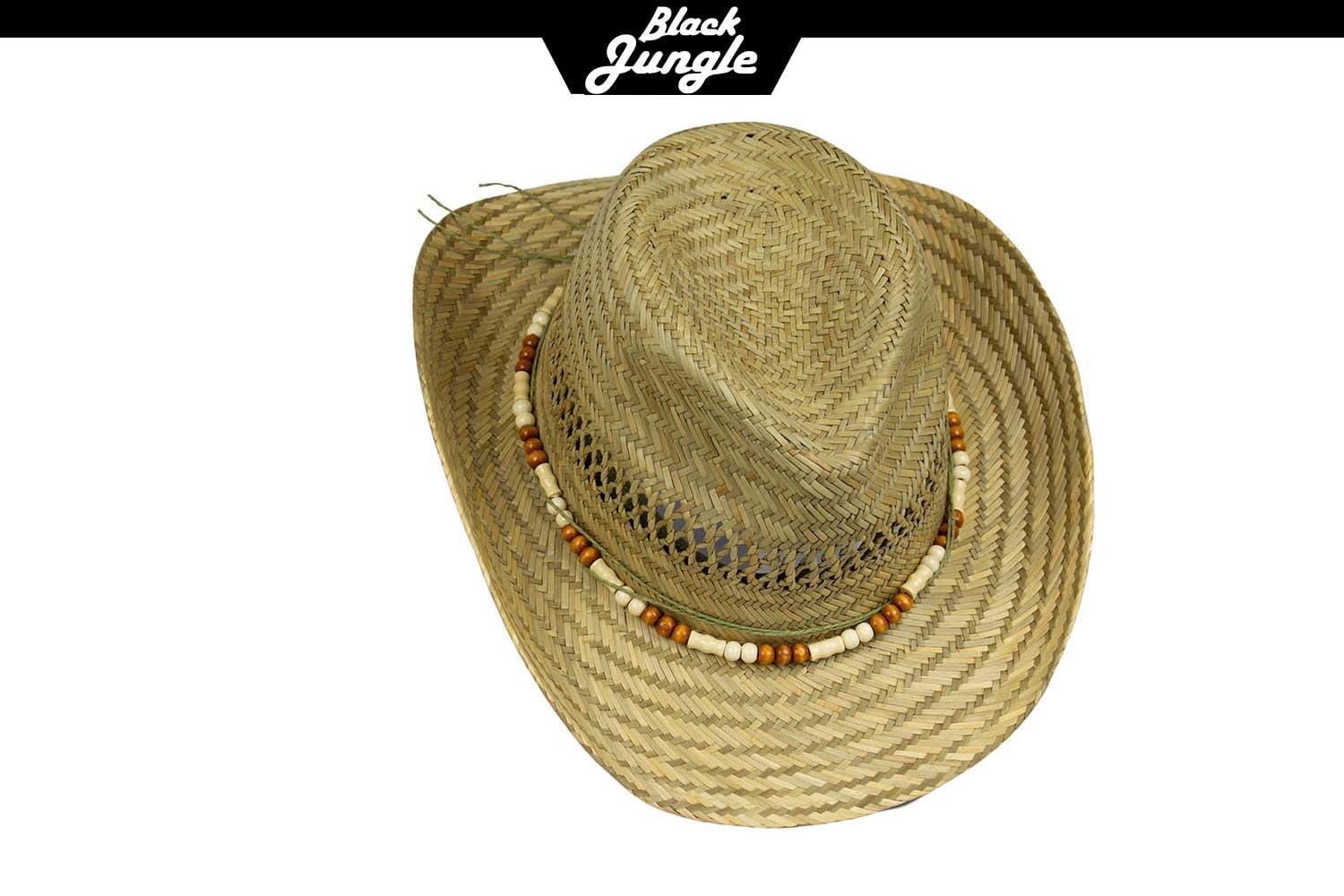 Cappello di paglia Bondi naturale, cappello western, unisex, con tesa larga, protezione solare