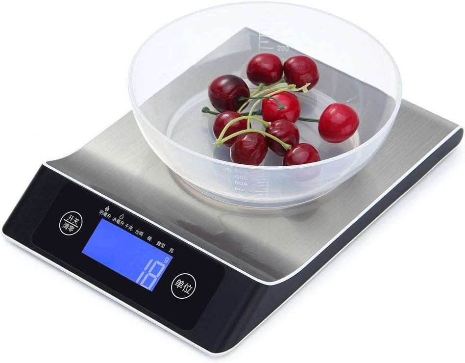 Digital Kitchen Weighing Scales 15kg Stainless Steel Tare Function LCD Display for Home Cooking Baking Fruit Vegetables Weighing(One Color-10kg/1g (One Color 10kg/1g)