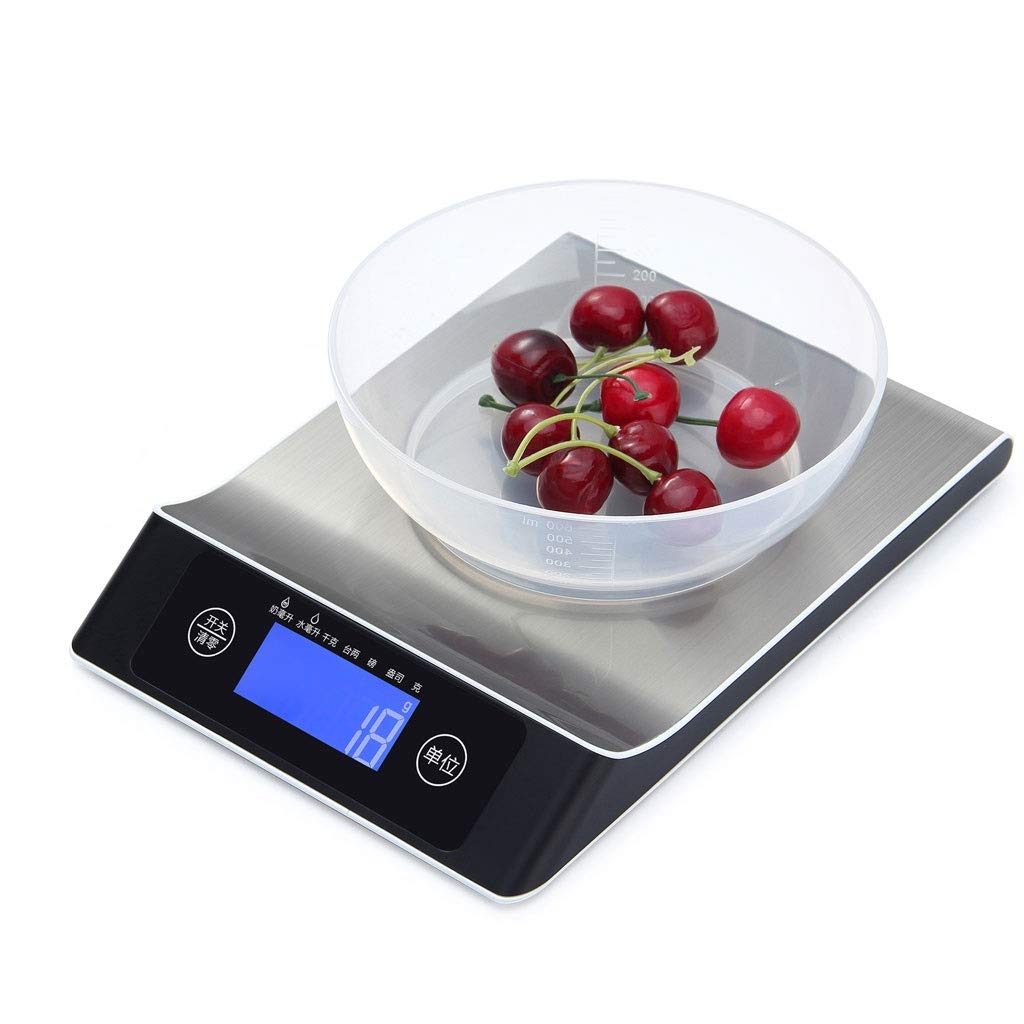 Digital Kitchen Weighing Scales 15kg Stainless Steel Tare Function LCD Display for Home Cooking Baking Fruit Vegetables Weighing(One Color-15kg/g (One Color 15kg/g)