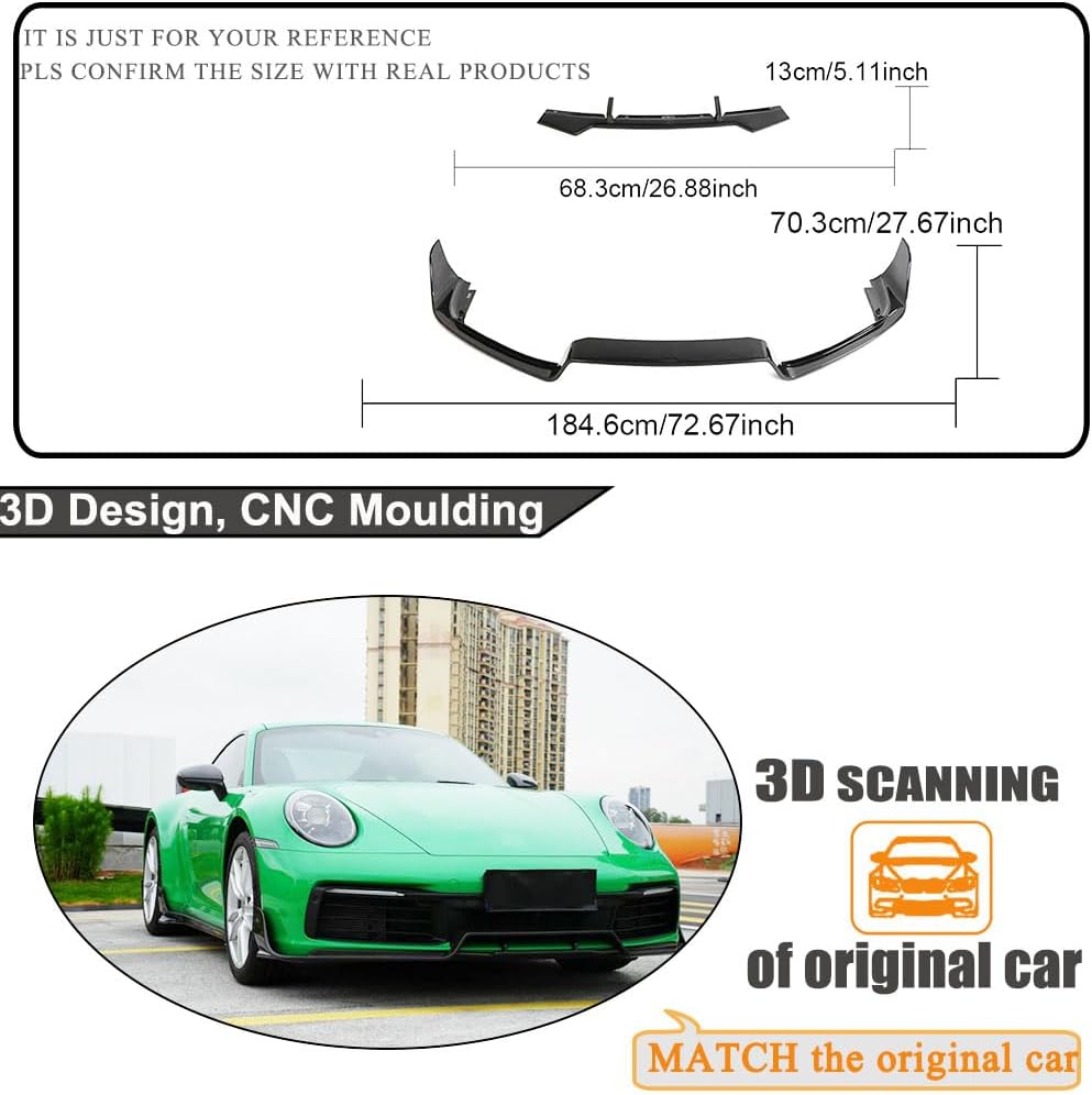 Dry Carbon Fiber Front Bumper Lip for Porsche 911 Carrera Targa Coupe 2-Door 2019-2023 Front Chin Spoiler Protector