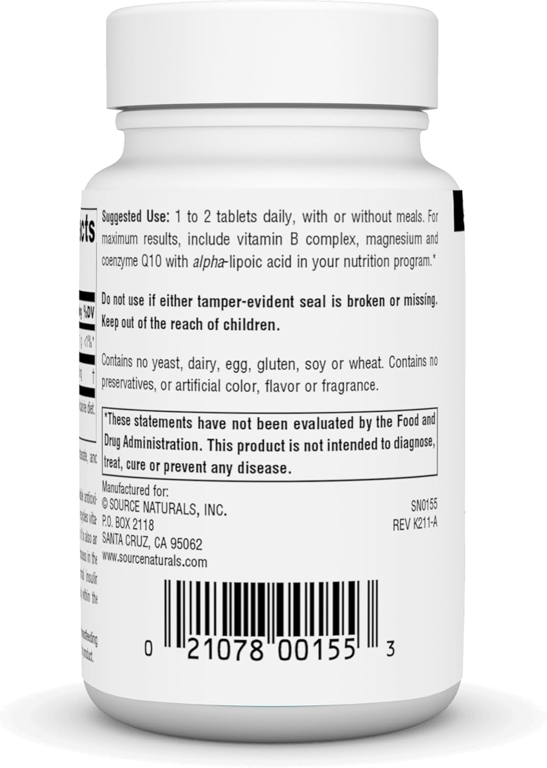 Source Naturals Alpha Lipoic Acid Supports Healthy Sugar Metabolism, Liver Function & Energy Generation* - 100 mg - 120 Tablets - Image 3