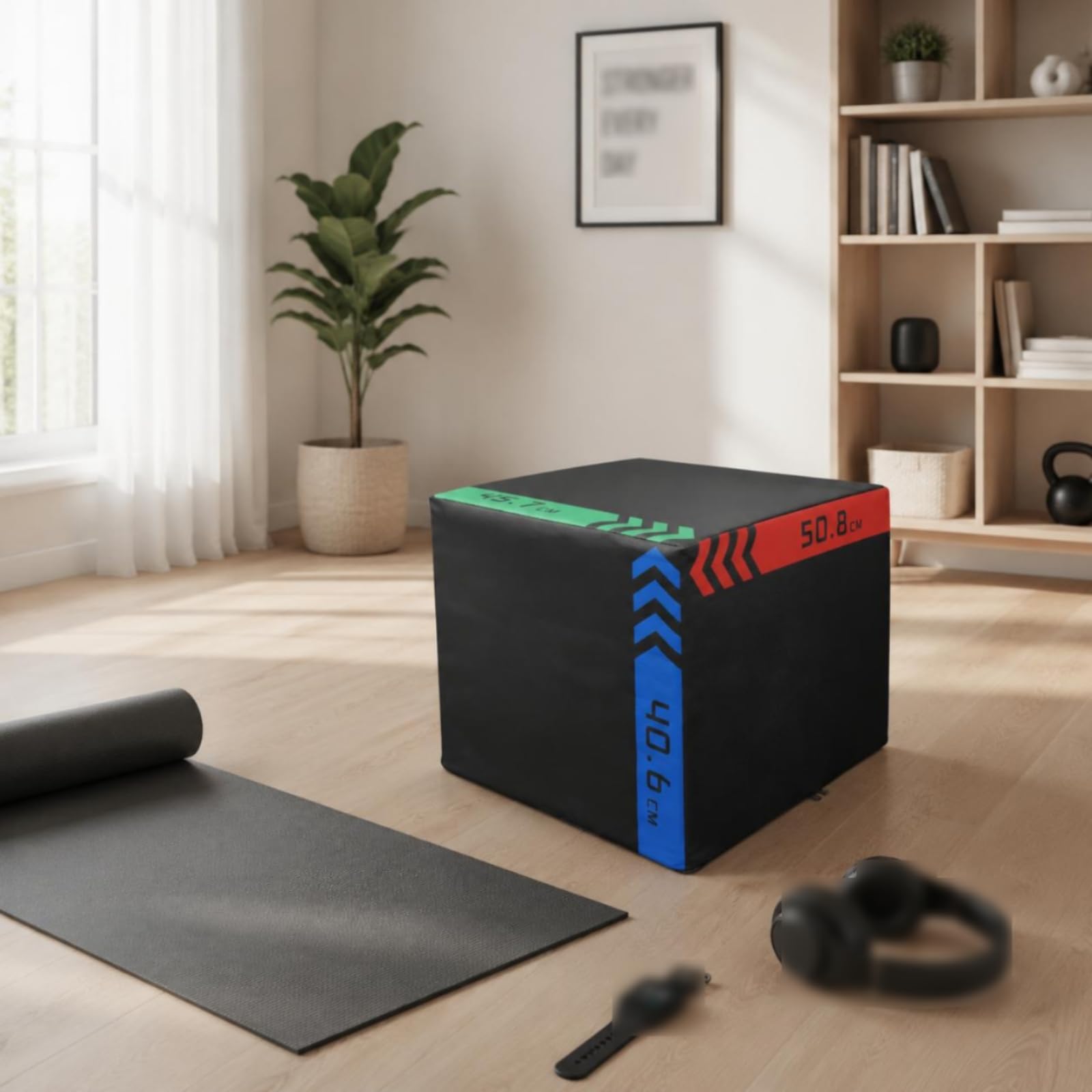 Piattaforma di Allenamento Box per Cassa Plyometrica Attrezzo Step Esercizi Ammortizzata Pvc Antiscivolo Interno in Schiuma Compatta Resistente