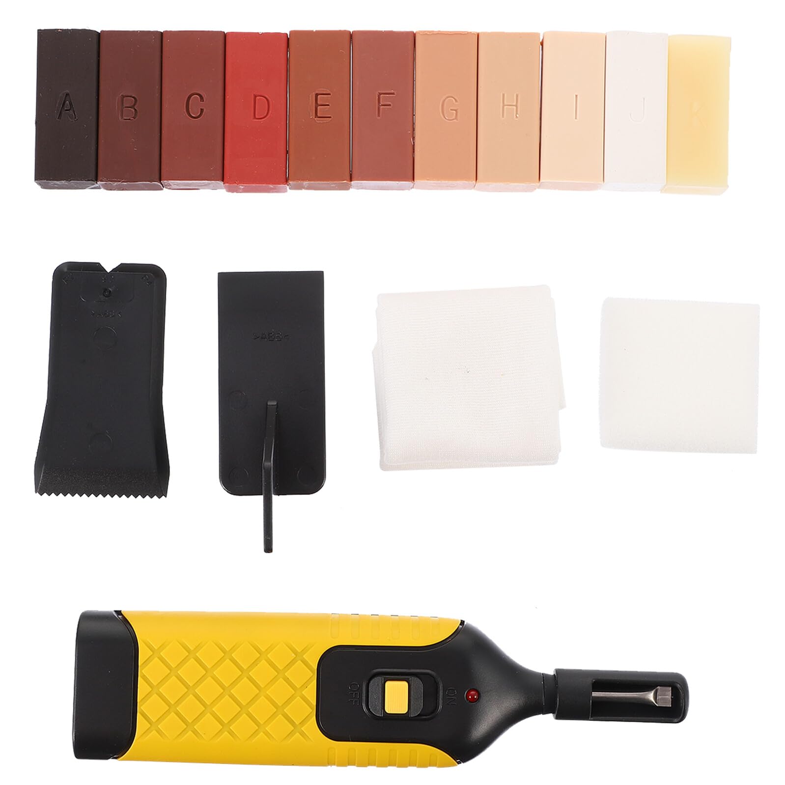 Furniturer 16 Stück Bodenreparaturset mit Akku Werkzeug Wachsblock Schaber und Bügeleisen Reparatur für Laminat und Holzfugen Inkl Aufbewahrungskoffer für Bodenfugen