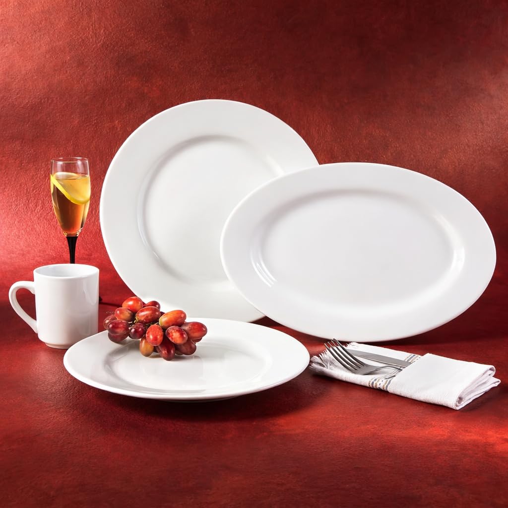 CAC China RCN-8 - Platos al por mayor de 24 unidades, porcelana, color blanco brillante