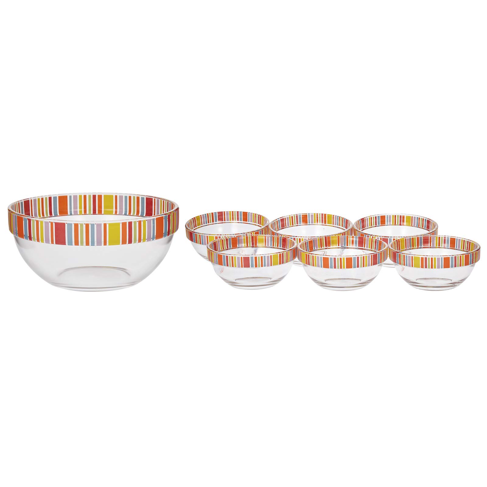 Luminarc Velada Stackable 7 Pieces Salad Bowl Set,Clear