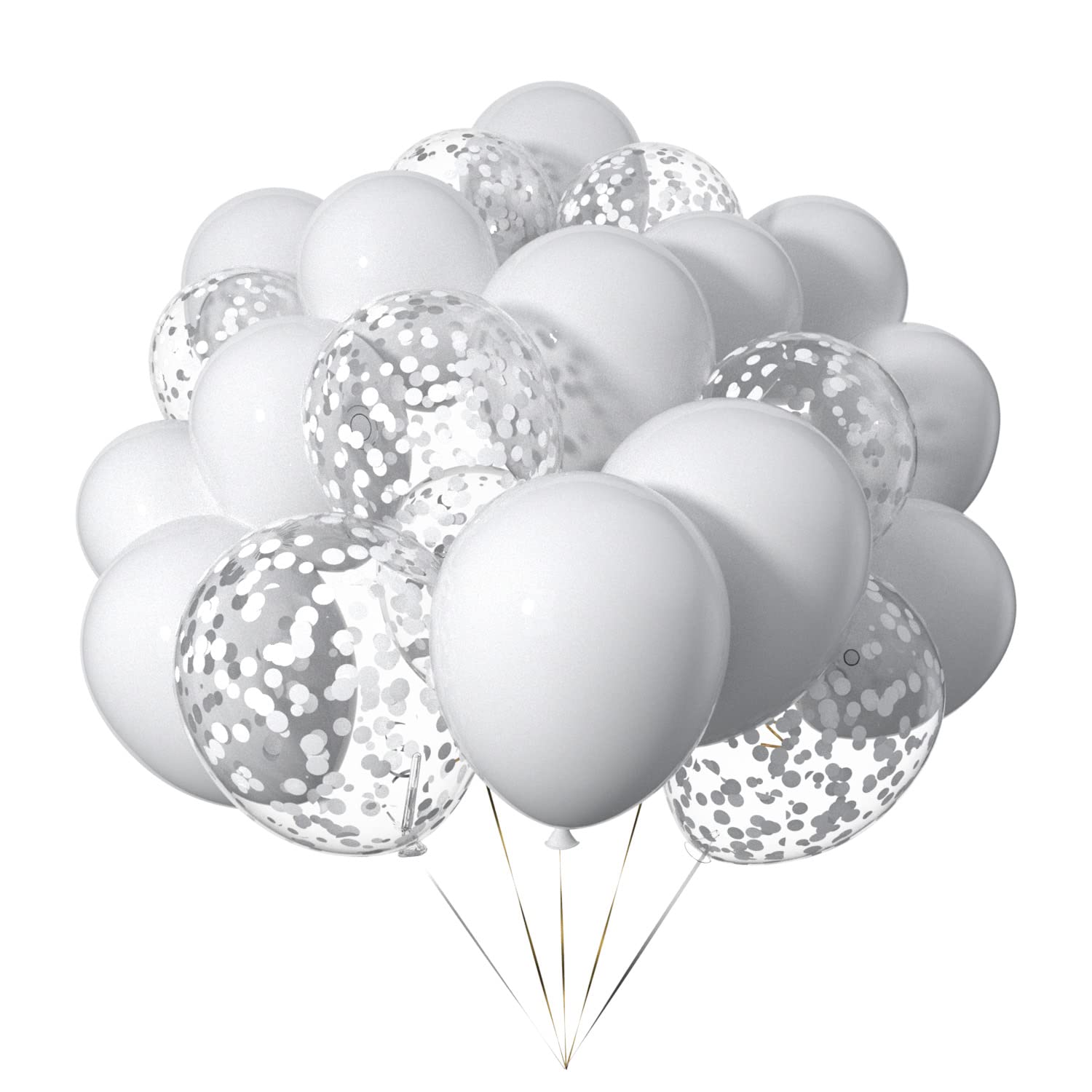50pcs 12 inch White Confetti Balloons Helium Latex Balloons for Parties Decoration