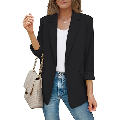 AUTOMET Womens Bussiness Casual Blazers Open Front Long Sleeve Work Office Blazer Jacket Fall Fashion 2023