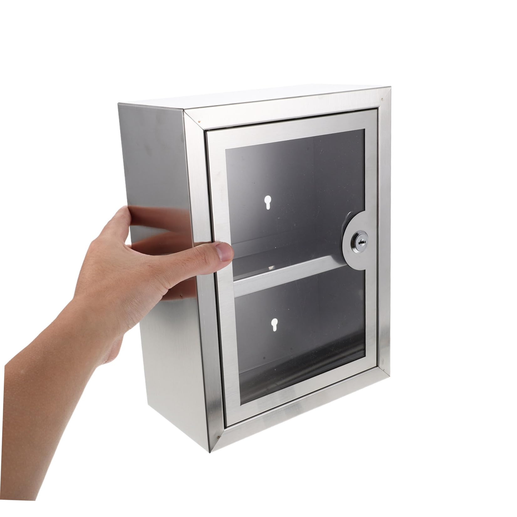 GALPADA Scatola di Sicurezza a Muro in Metallo con Serratura, Piccolo Contenitore Portaoggetti Doppio Livello 28x21x11 Cm, Armadietto Organizzatore per Medicinali e Oggetti Personali