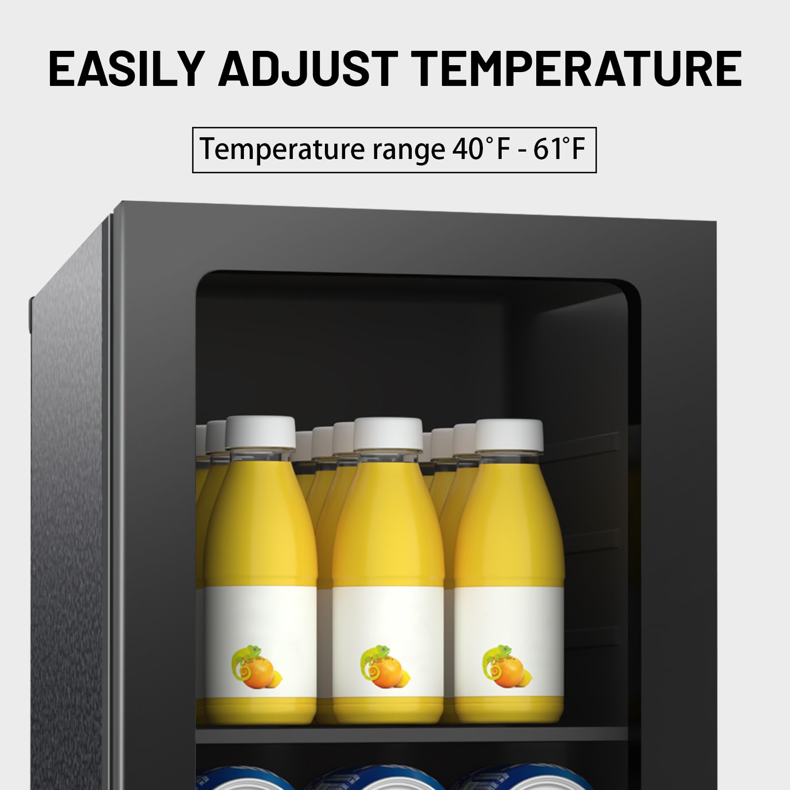 Doghly 1.7 Cu.Ft Beverage Refrigerator Cooler, 72 Cans Mini Fridge With Glass Door, And Temperature Controllable Switch For Soda, Beer Or Wine For Office Or Bar With Removable Shelves on Fridge.com - View 4