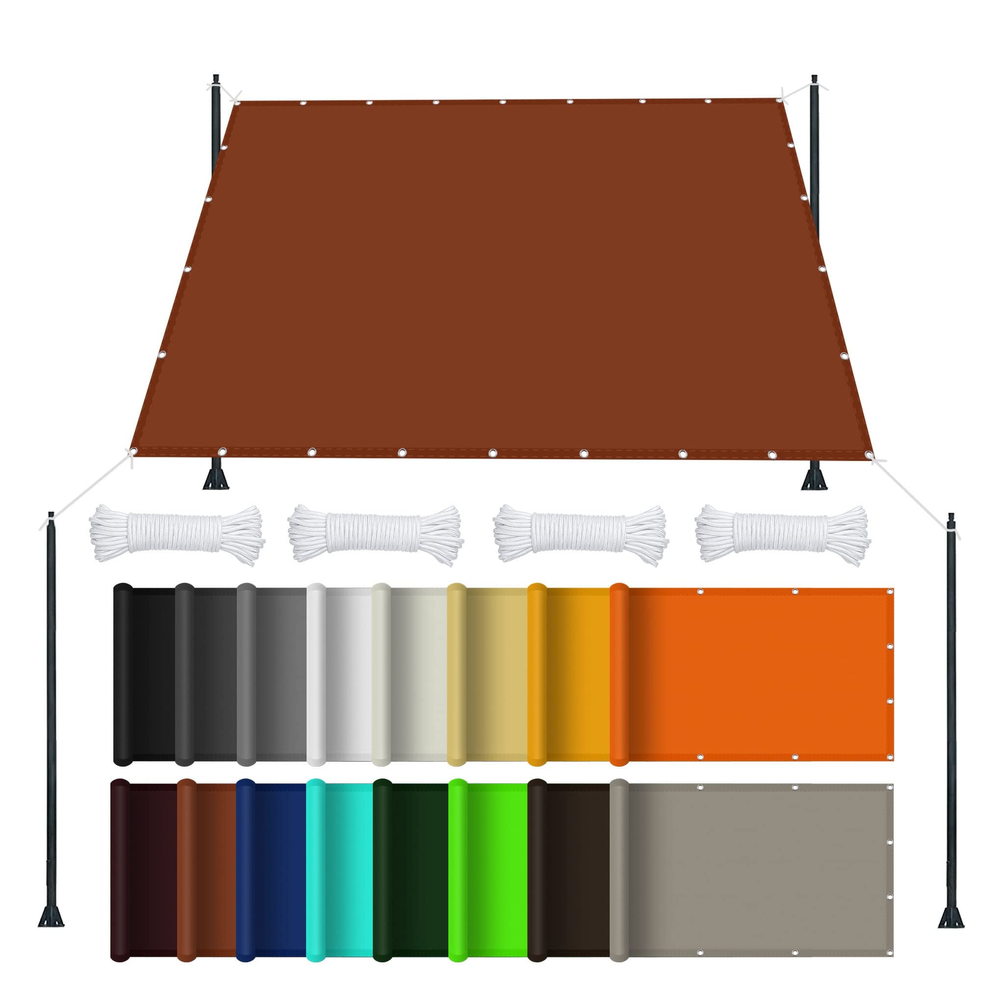 Voile d'ombrage respirant avec corde incluse anti-UV pour pergola et pelouse