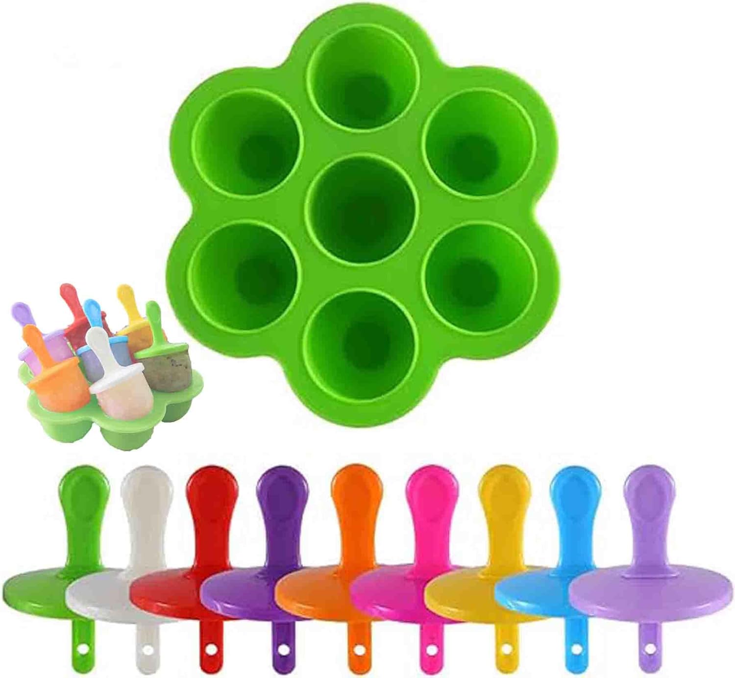 Mini Silicone Popsicle Mold, Food Storage Container 7Cavity DIY Ice