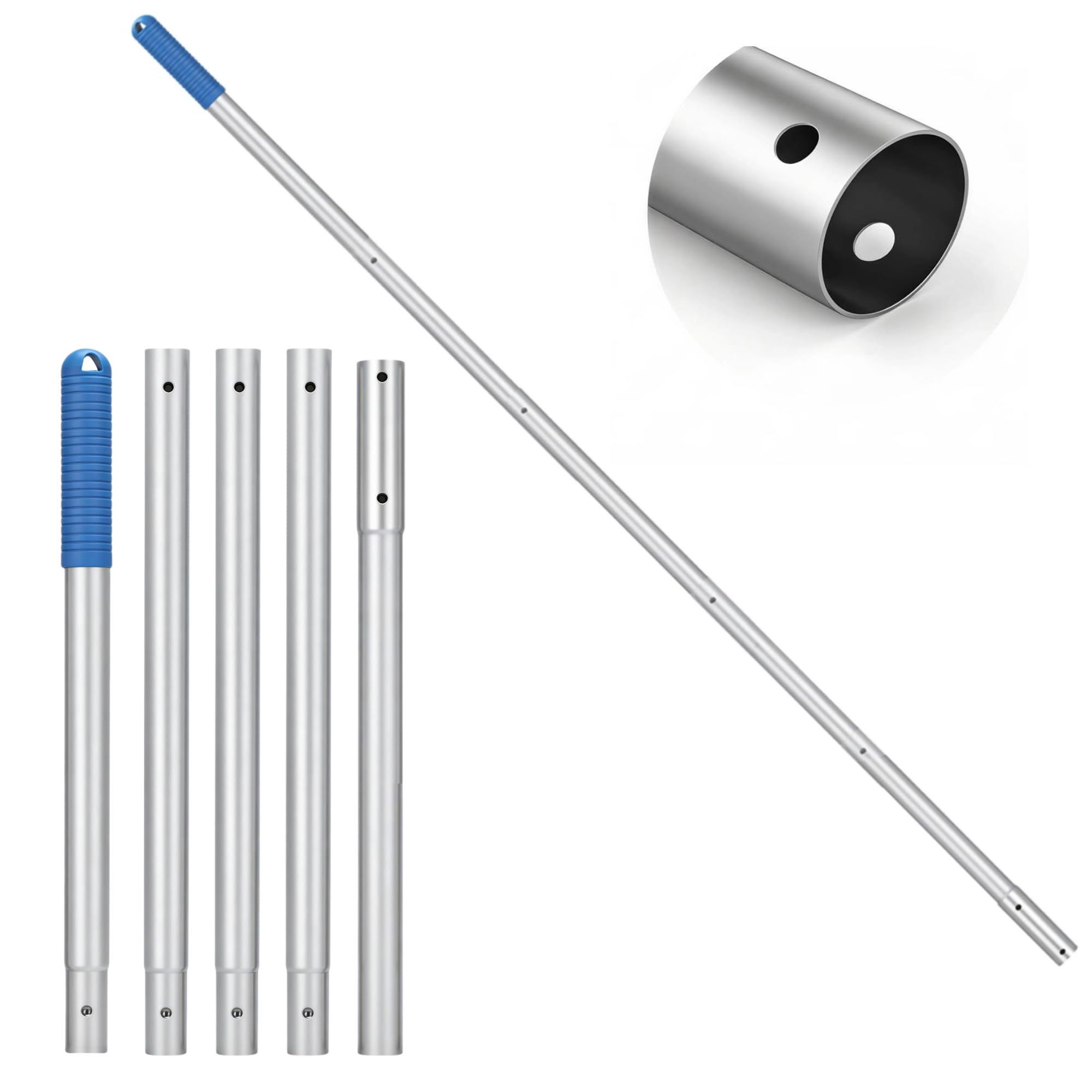 View 1 of ***STOCK PHOTO REFERENCE ONLY***Monitok 5-Sections Pool Pole, 5.59 FT Adjustable Aluminum Telescopic Pole