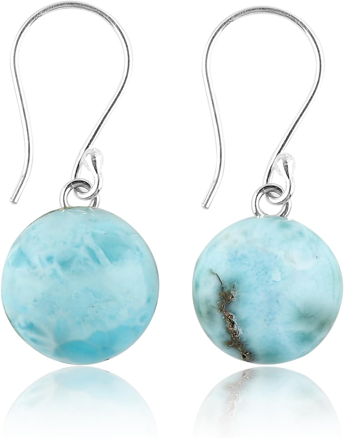 Natural Gemstone Cabochon Earrings for Women, 925 Sterling Silver Handmade Bohemian Crystals Dangle Earrings, Polished Stone Jewelry, Hypoallergenic Lightweight Gift for Her
