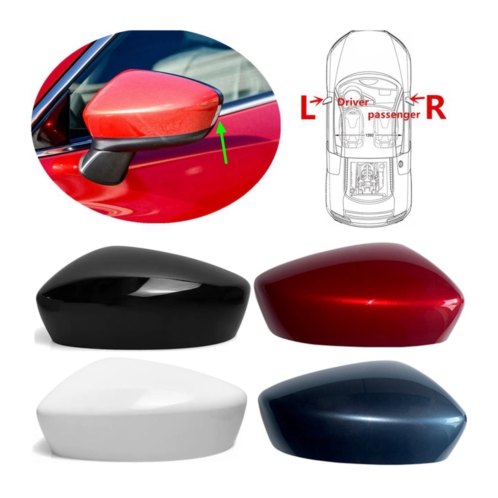 Specchietto retrovisore dell'automobile Per Mazda 6 Per Atenza GJ 2013-2017 Accessori per auto Copertura dello specchietto retrovisore Coperchio della custodia(1pcs gray L)