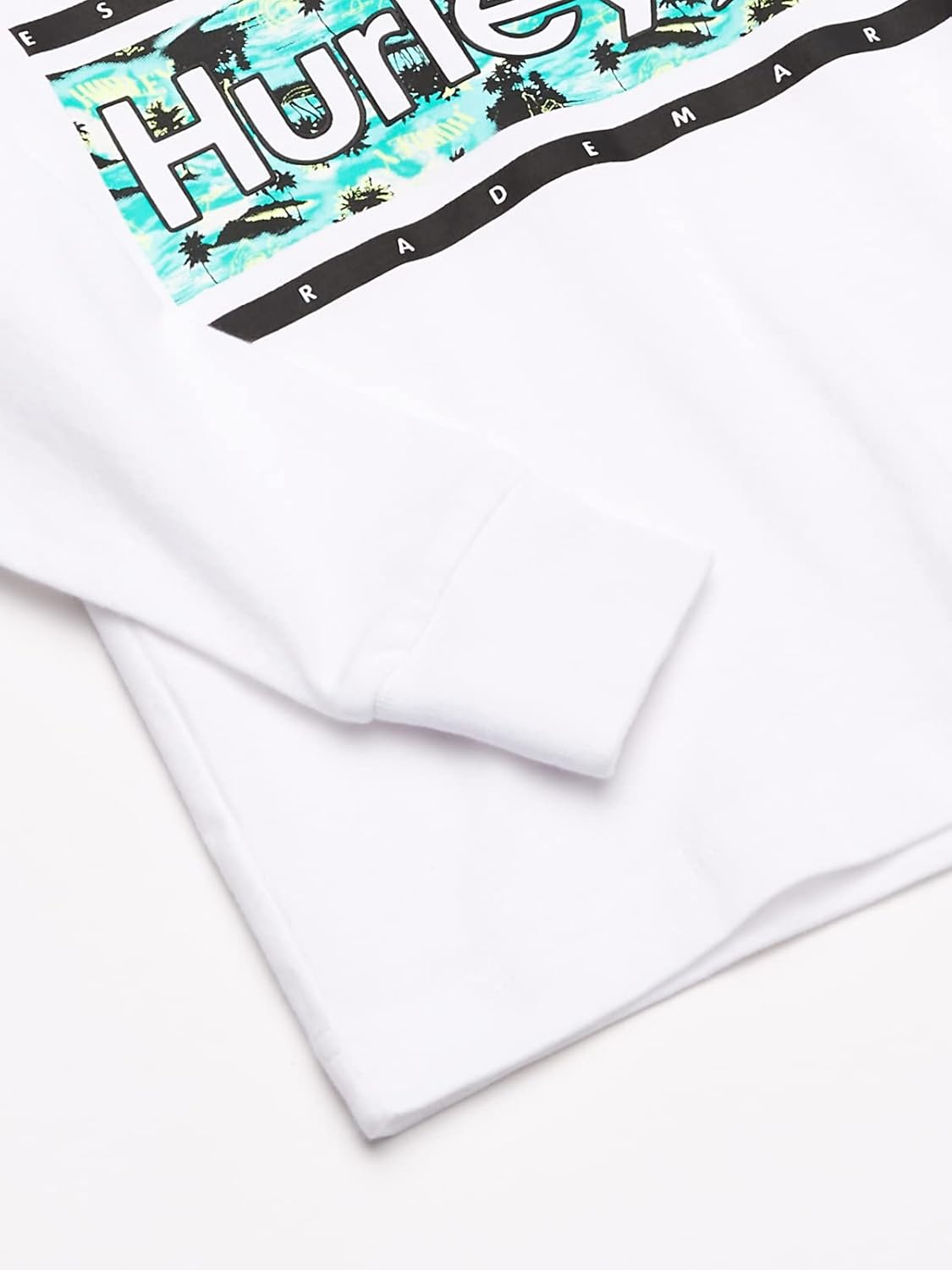 Hurley Boys' Long Sleeve One and Only Graphic T-Shirt 4 White/Fill