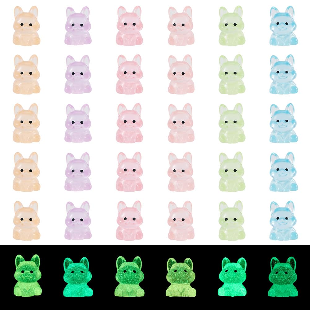 Boutigem 48Pcs Luminous Mini Resin Dog Figures Glow in The Dark Tiny Animal Figurines Miniature Glowing Puppy Display Ornaments for Easter Garden Micro Landscaping Potted Dollhouse Decoration — image 1