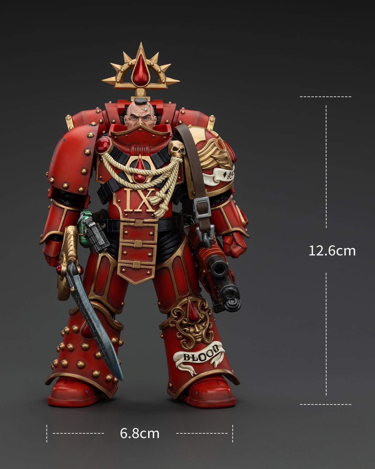 GWTCTOY JoyToy Warhammer 40K oryginalna figurka akcji 1:18, Blood Angels Raldoron, pierwszy kapitan krwawych aniołów, 12 cm, zestawy kolekcjonerskich figurek akcji