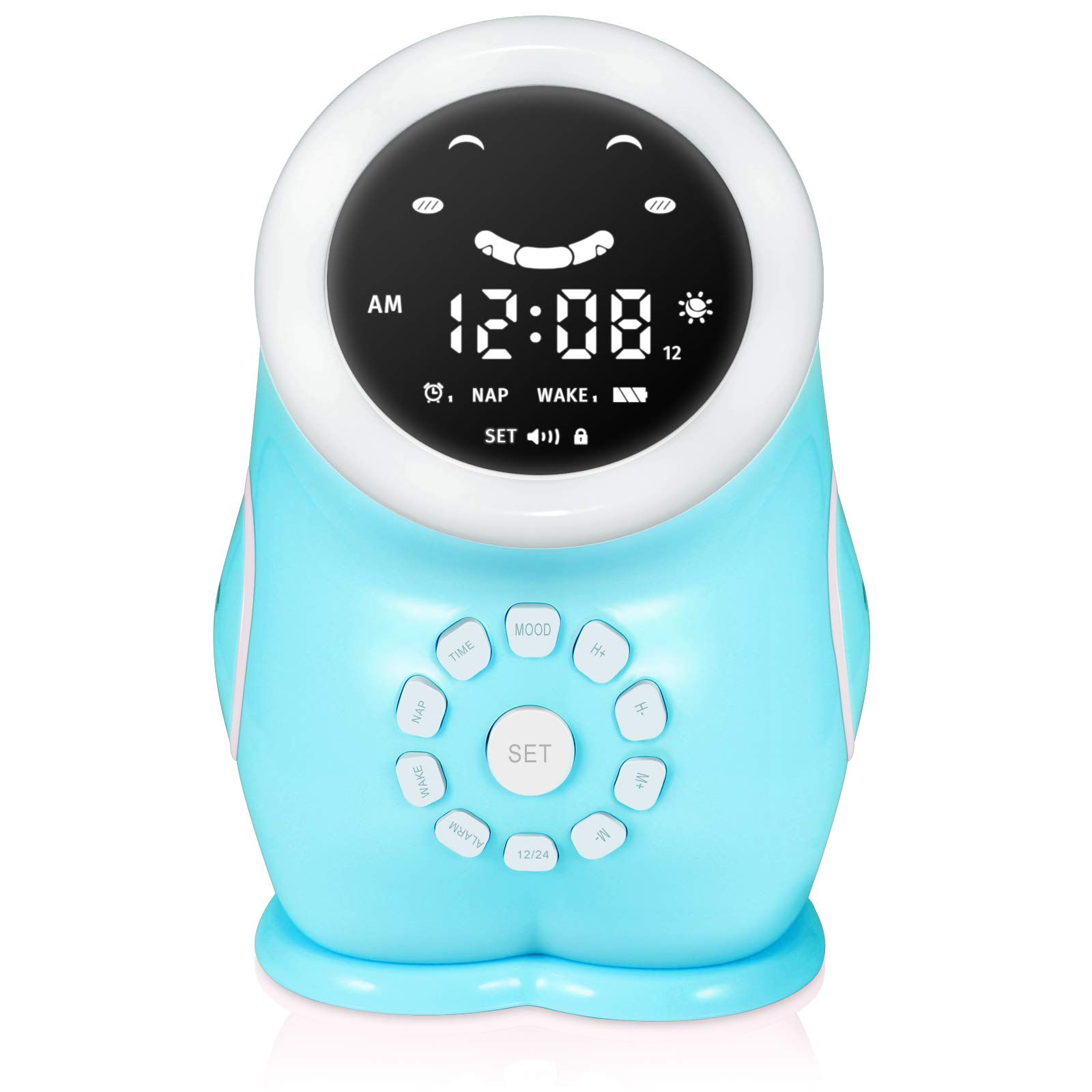 Karei Kids Alarm Clock, Children Sleep Trainer Toddler OK to Wake Clock, Kids Night Light Gift for 2-6 Year Old Boys Girls(Blue)