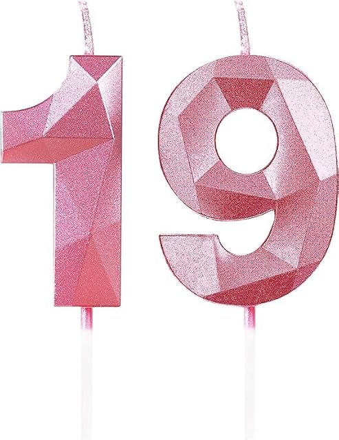 Świece na 19. urodziny, świeca, numer 19, różowe świece, świeca urodzinowa do ciasta, świeczka urodzinowa, świece na tort, dekoracje dla dziewcząt, kobiet, na przyjęcie urodzinowe, ślub,