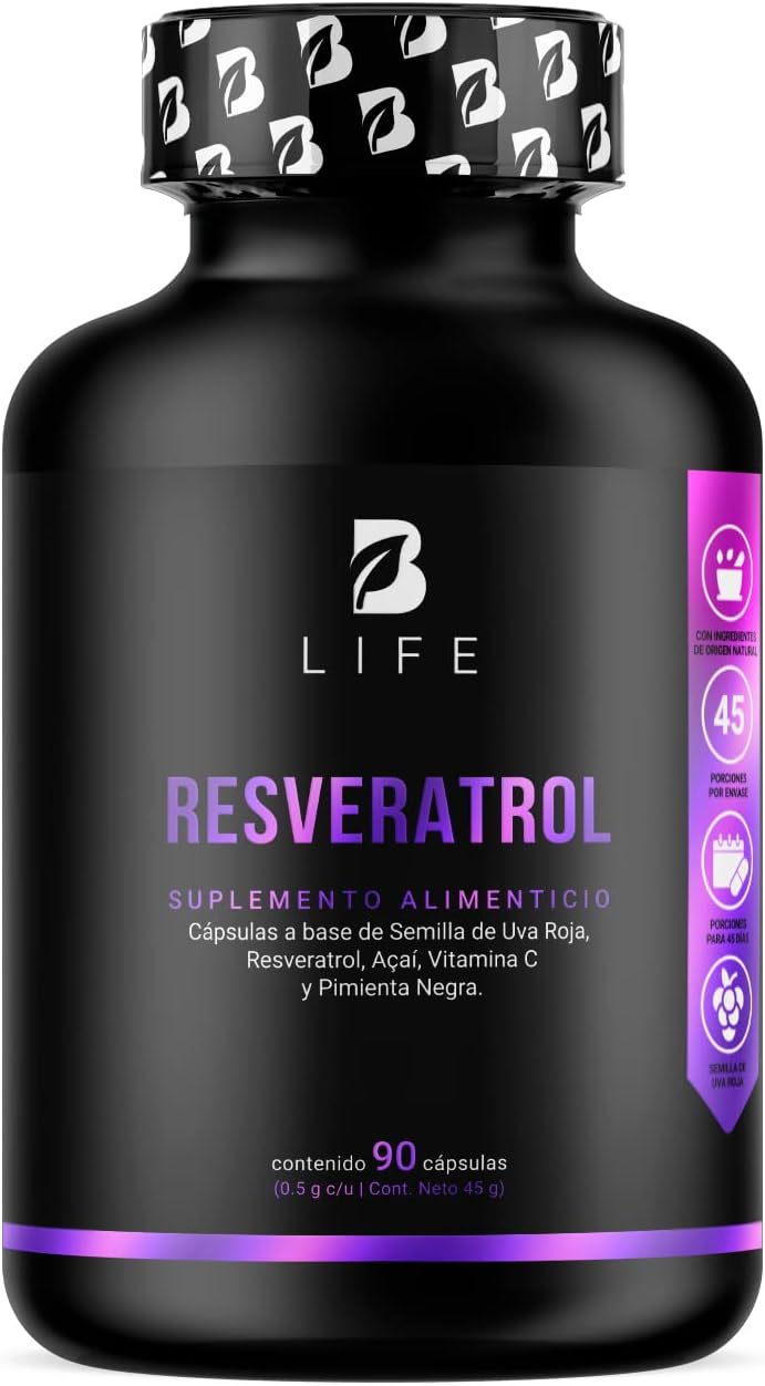 Resveratrol Antioxidante con Pimienta negra, Uva Roja, Acai y