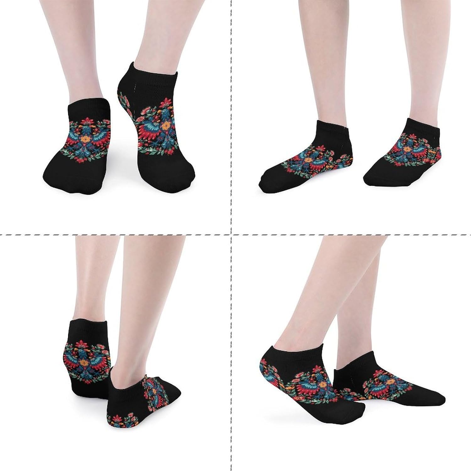 Polish Ea-gles Folk Art Socks for Men Women 5 Pairs Ankle Socks
