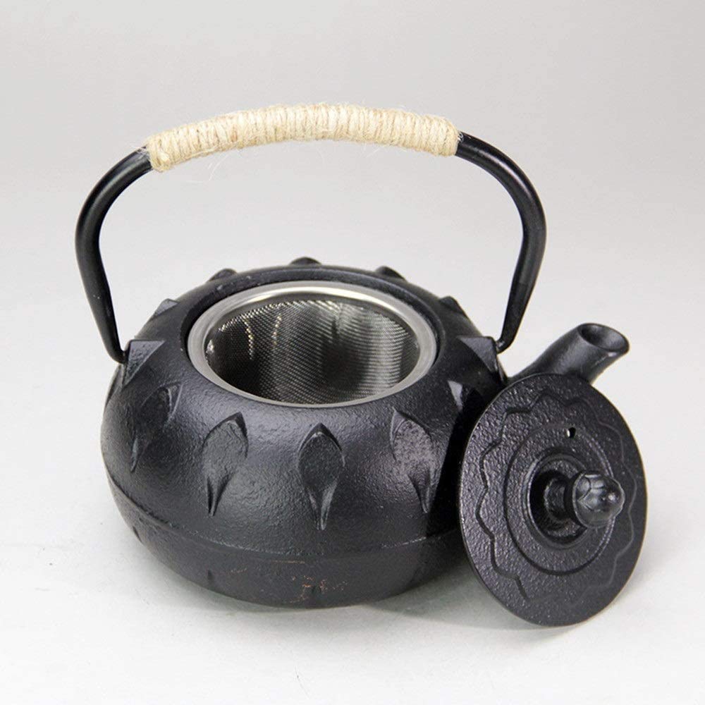 Teiera in ghisa con Tazze da tè in Stile Giapponese tetsubin tè bollitore con infusore Ferro Set da tè Regalo per Adulti Padre Madre Famiglia (Nero, 60ml)