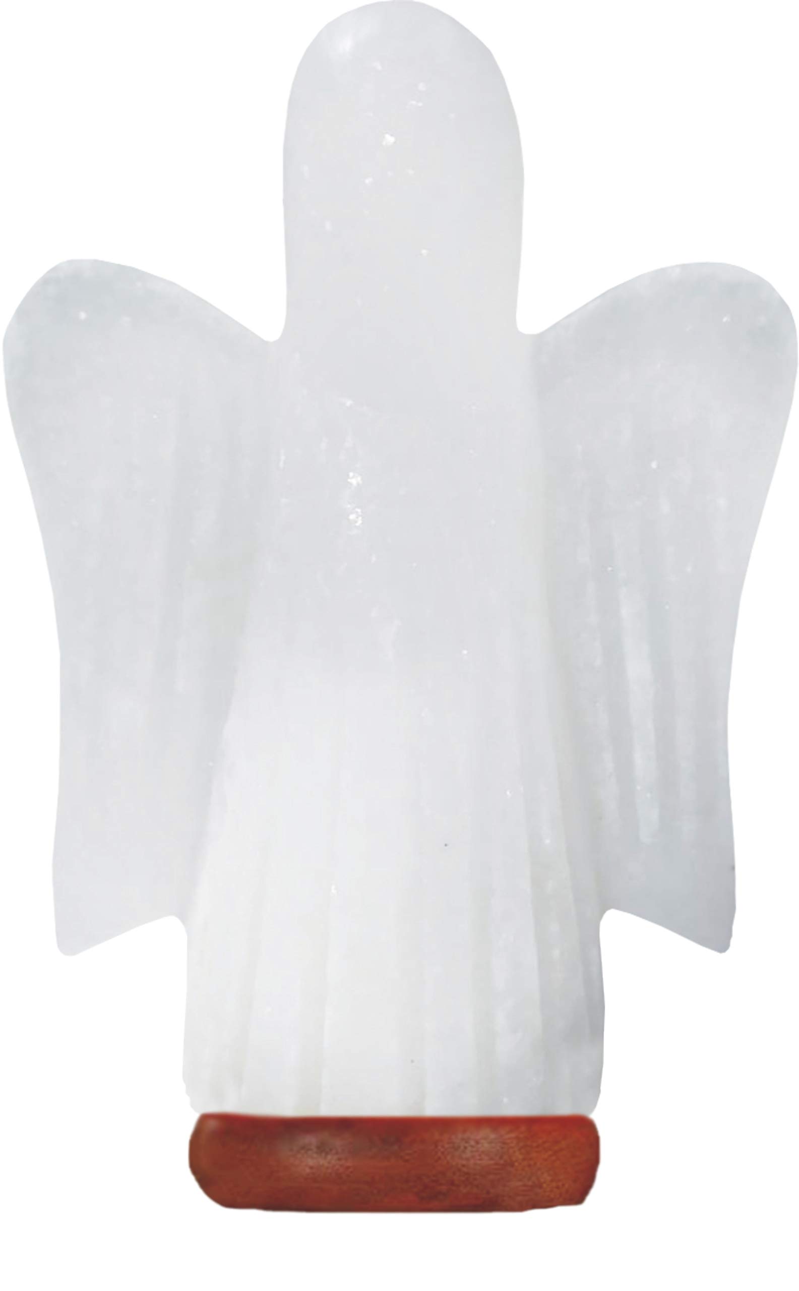 Clossy London Hand Crafted Angel Shaped 100% Natural Authentic Himalayan Salt Therapeutic Healing Reiki Ionizing Crystal Rock Salt Electric Mood Light Night Lamp Orange red Shade (White)