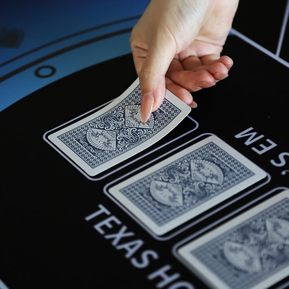 Maty do pokera, Mata do pokera Texas Hold'em dla maksymalnie 6 graczy, układ maty stołu pokerowego z torbą przechowywania gier pokerowych(Black 10 Players,1.2 x 0.6 M)