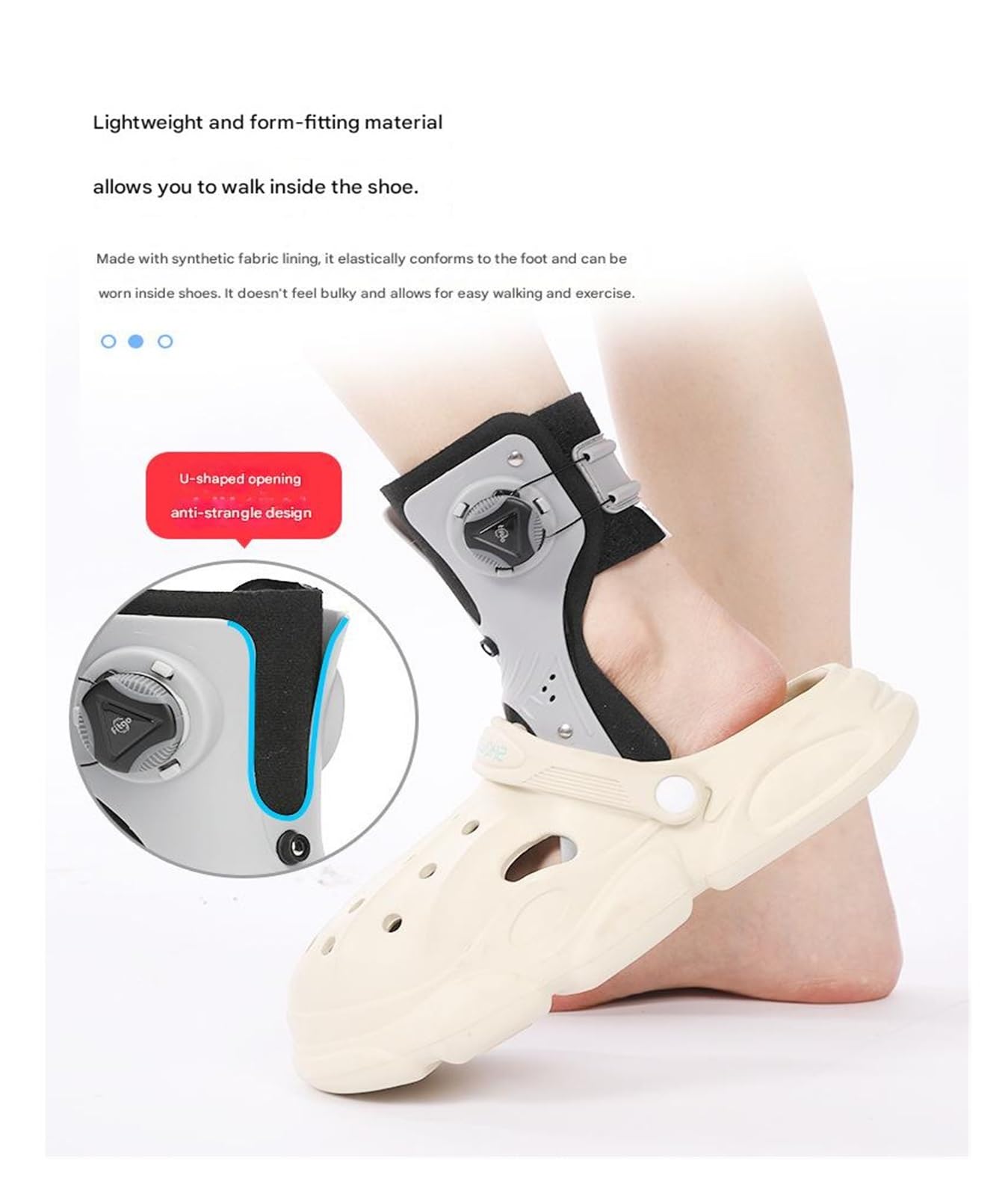 Soporte ajustable para pies – Soporte de tobillo ligero para caminar, cómodo dispositivo ortopédico que se adapta al interior de los zapatos para recuperación de caídas de pies, talla S/M/L/XL