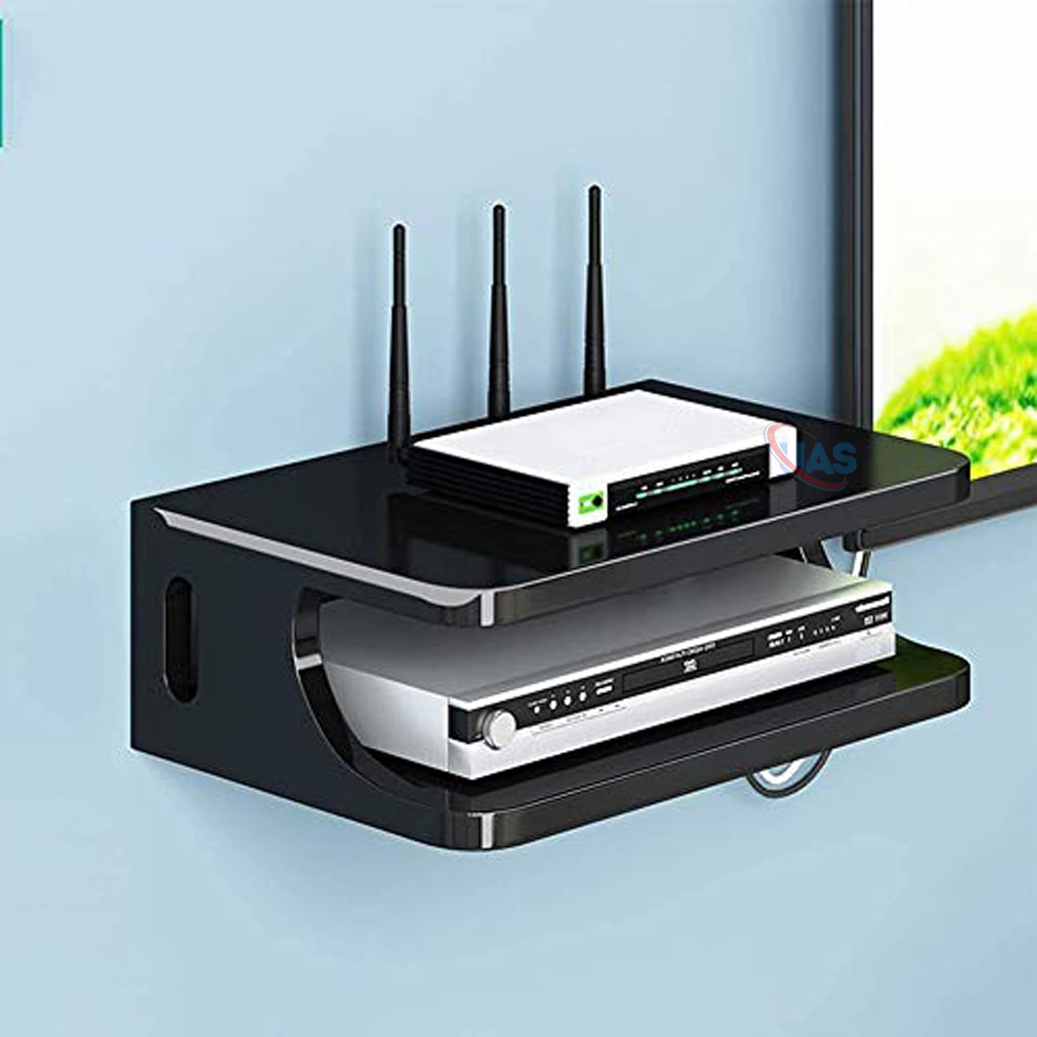 Unique Arts Shoppee Wooden Setup Box & Remote Stand Floating AV Shelf