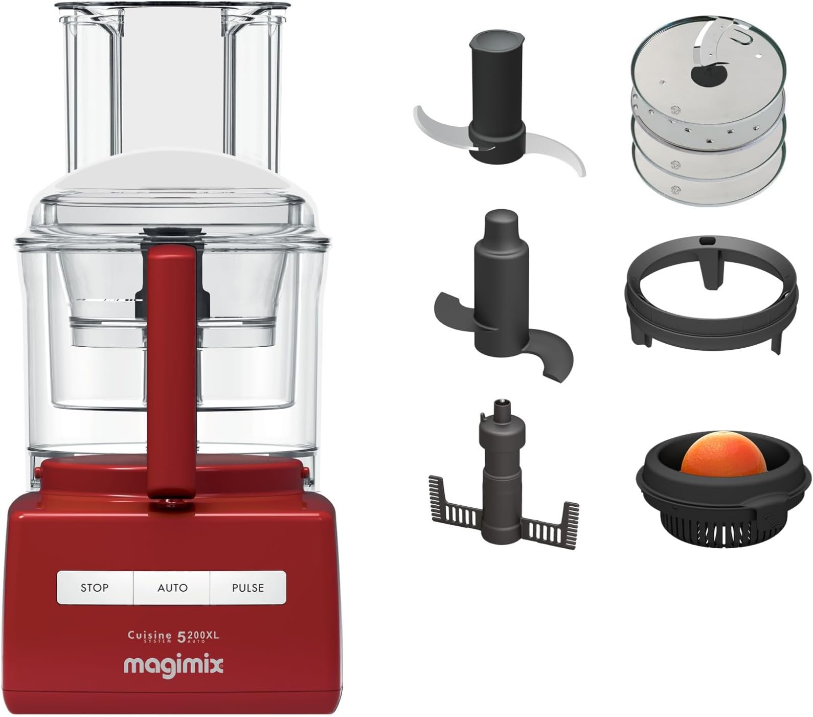 5200XL Food Processor | 3.7L BPA-Free Bowl | Quiet & Powerful Motor | Multifunctional 7 in 1 Solution | Red | 18585