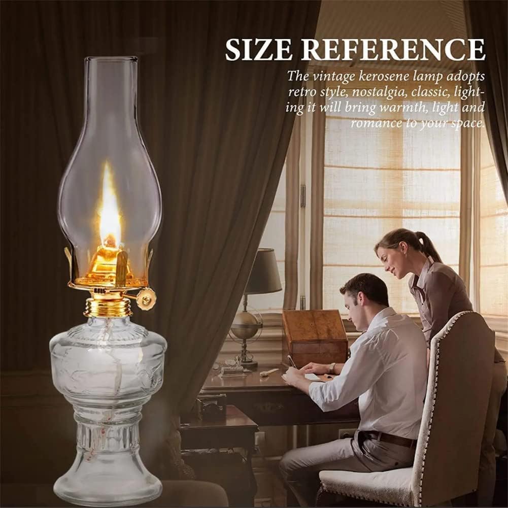 Transparente Glas-Öllampe, Vintage-Kerosinlampe mit Dochten, Hurrikan-Lampe, Camping-Zeltlampe, Notbeleuchtung, Laterne