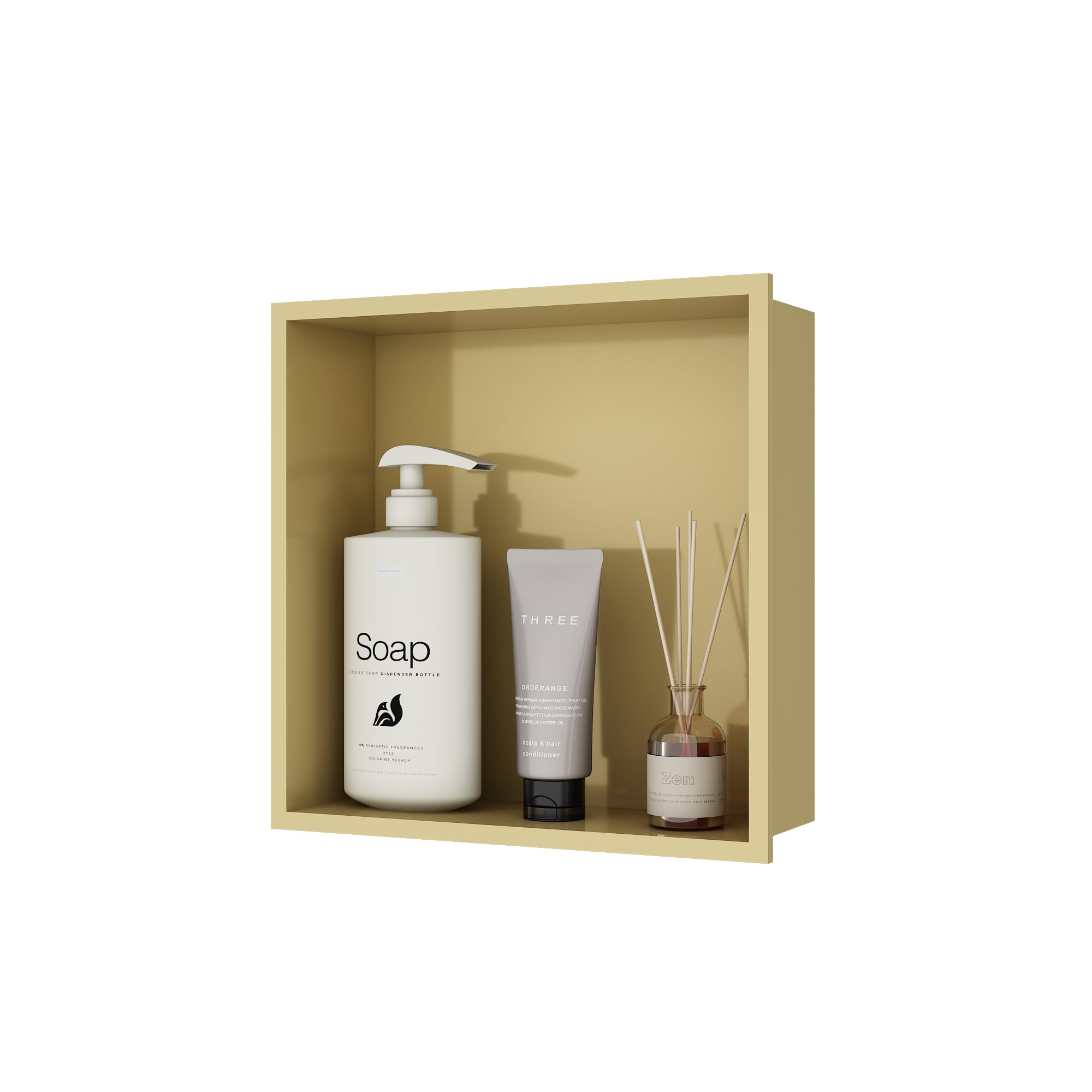 Bathlink Gold Shower Niche, Bathroom Niche Wall Insert, 30Γ30Γ10cm, Steel Niche, Easy to Install
