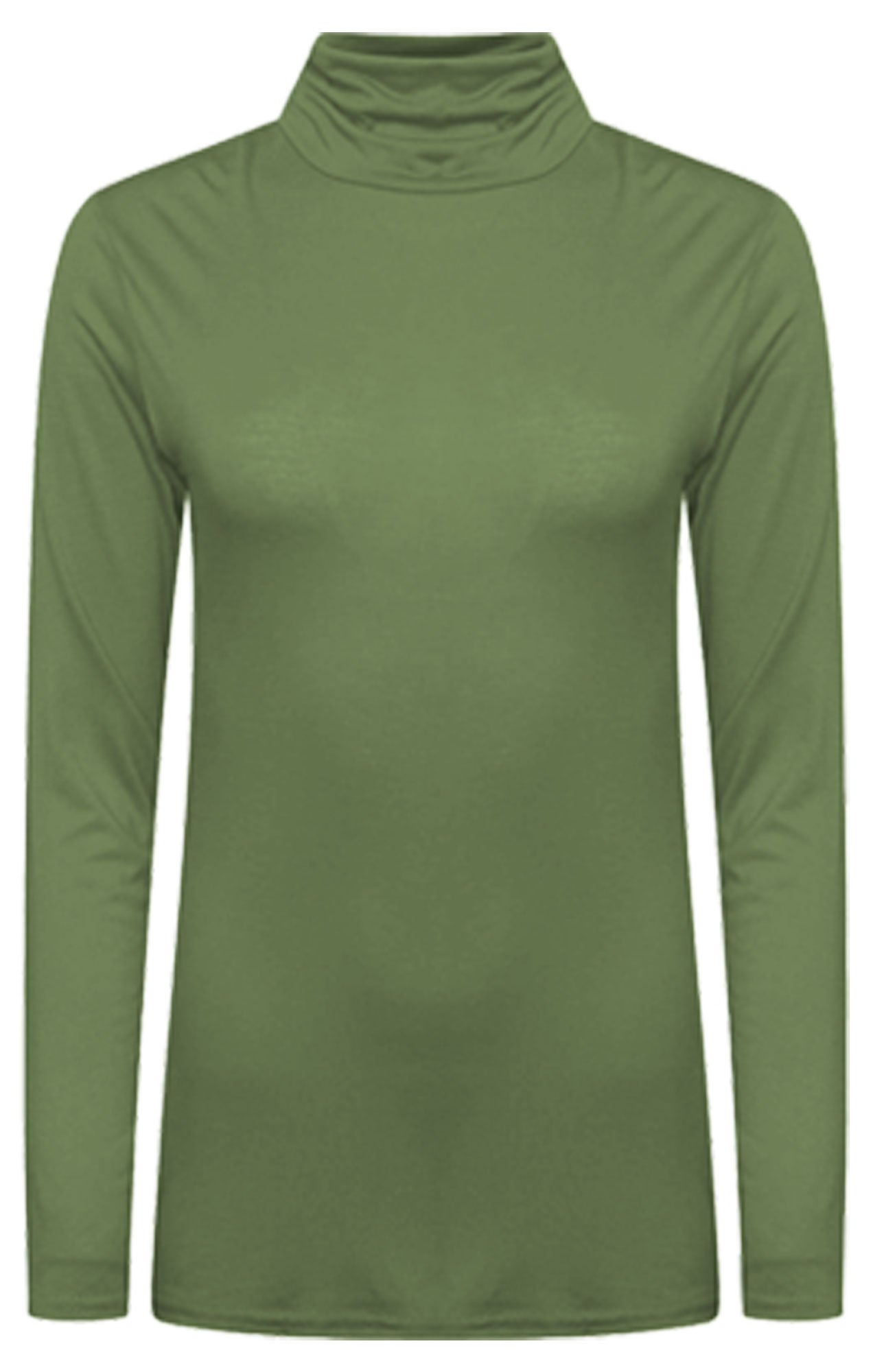 Candid Styles Women's Khaki Polo Roll Neck Long Sleeve Turtle Neck Plain Jumpers For Top( 8-10