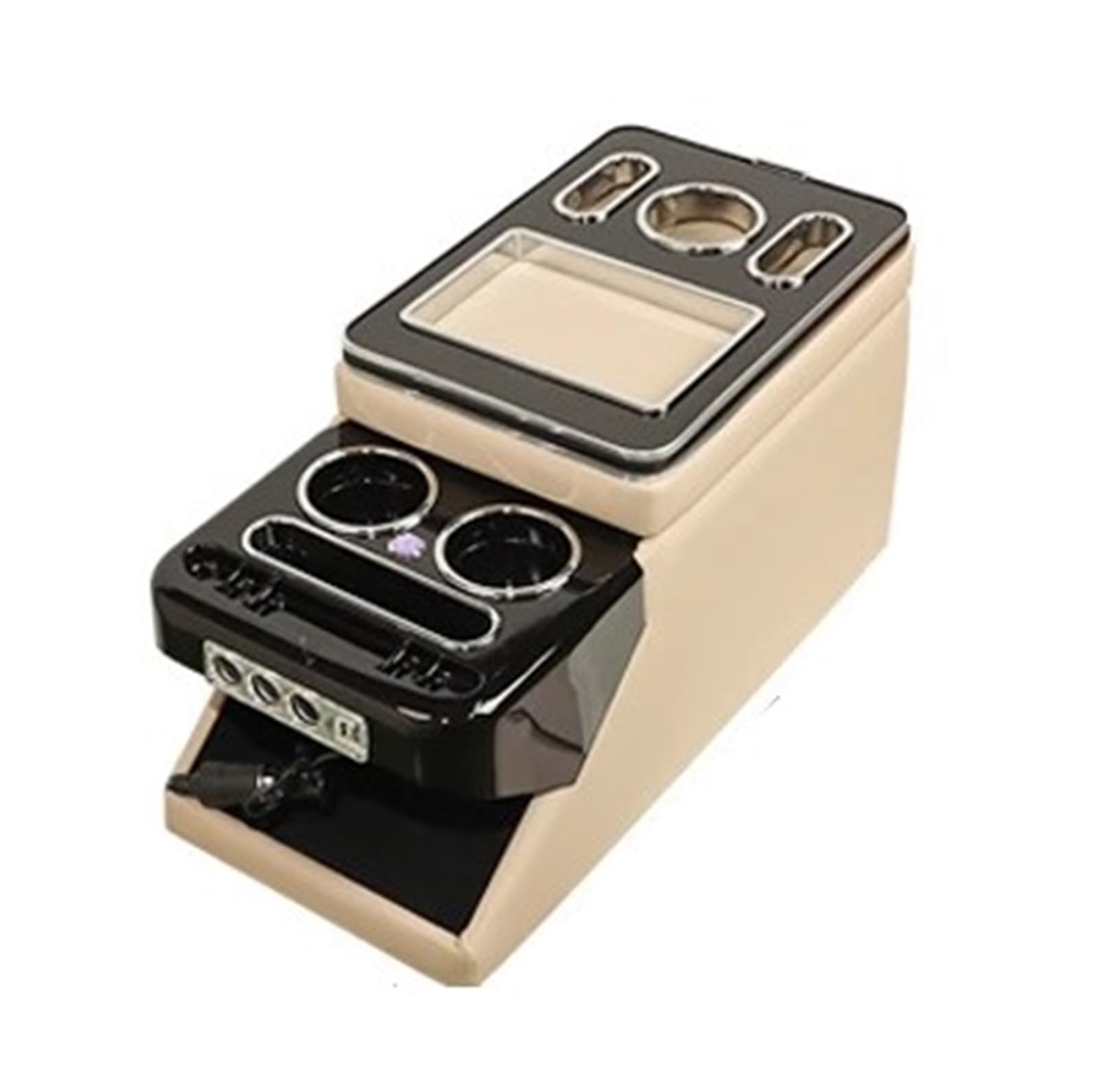 AWGNTQQ Car Armrests For Toyota For Proace Verso Front Handrail General Business Armrest Center Box Storage Apartment USB Charger MPV Storage(Style B-beige)