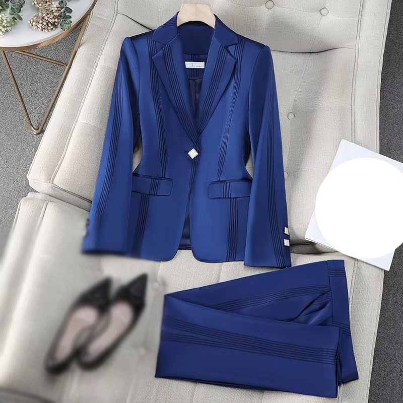Women's Striped Blazer Pants Suit Set Office Professional Work Outfit