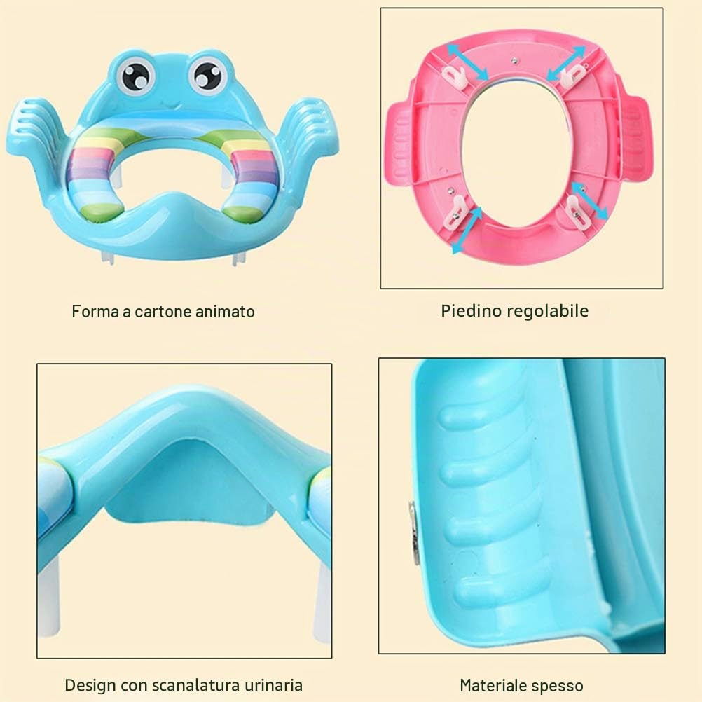 Sedile WC Regolabile per Vasino per Bambini, Antiscivolo, con Maniglie, Forma Cartone Animato, Facile da Installare e Smontare, Materiale di Sicurezza per Sedile WC per Bambini
