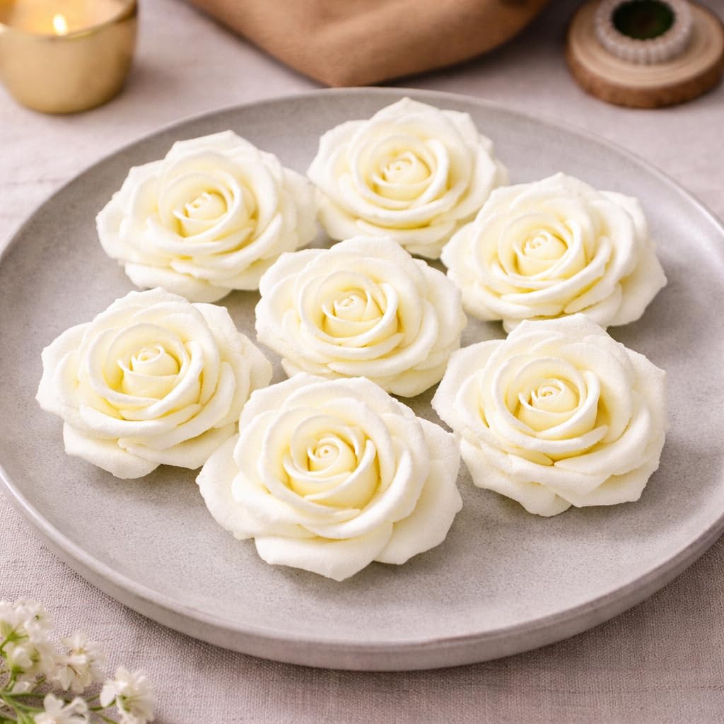 Big Rose Foam Flowers - 12 Pack for Decorations -17 Big Rose Foam Flowers - 12 Pack for Decorations -17