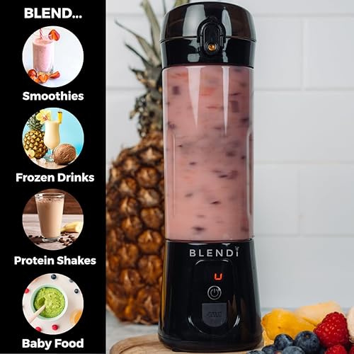 Miniatura 5 de BLENDi Licuadora portátil Pro+ (17.5 onzas, negro) - Motor de trituración de hielo mejorado de 120 W, recargable USB-C, licuadora personal