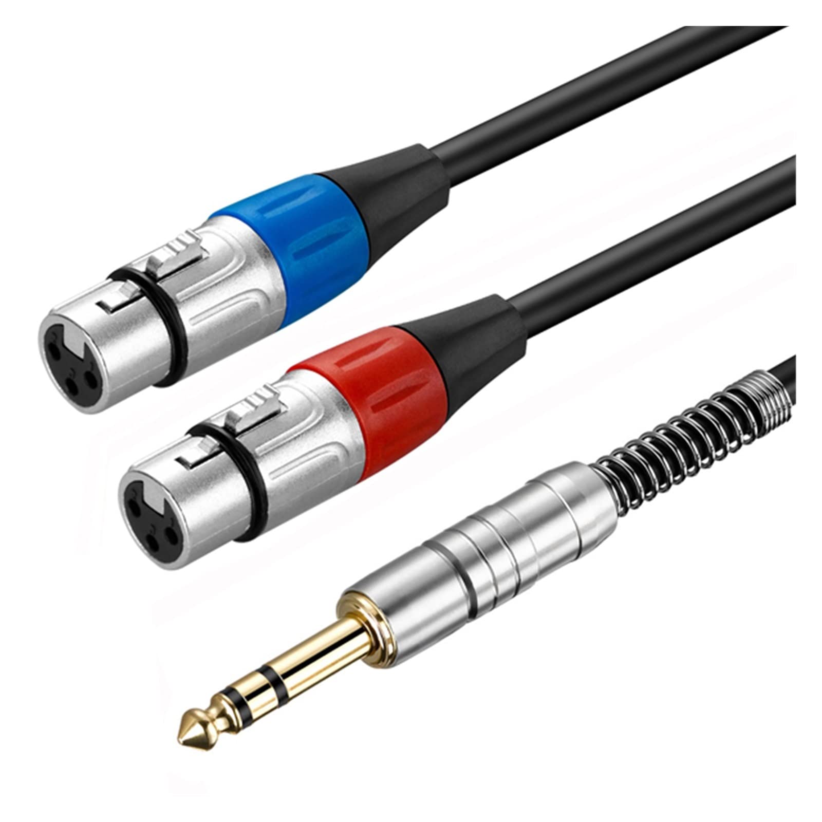 Doppio XLR femmina a jack da 1/4" Jack stereo da 6,35 mm OFC Cavo audio ausiliario Lamina placcata in oro + intrecciato for altoparlanti